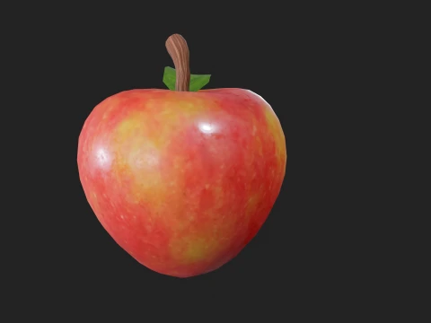 Stylized Low Poly Apple 3D Model