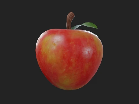 Stylized Low Poly Apple 3D Model