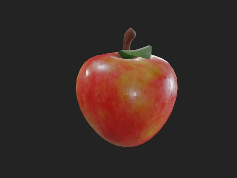 Stylized Low Poly Apple 3D Model