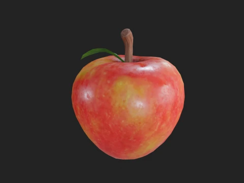 Stylized Low Poly Apple 3D Model