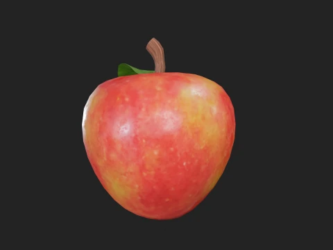 Stylized Low Poly Apple 3D Model