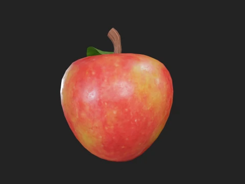 Stylized Low Poly Apple 3D Model