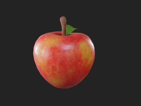 Stylized Low Poly Apple 3D Model
