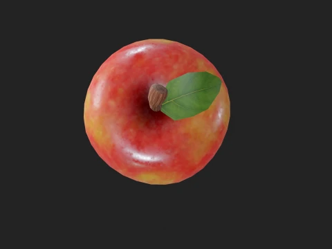 Stylized Low Poly Apple 3D Model