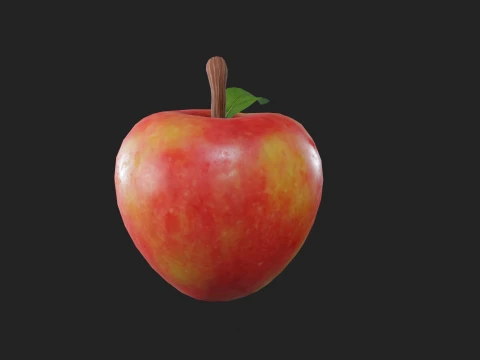 Stylized Low Poly Apple 3D Model