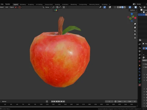 Stylized Low Poly Apple 3D Model