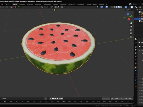 Stylized Watermelon Game-Ready 3D Model