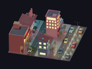 low poly city pack 3D 模型