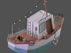 Low poly boat Modelo 3D