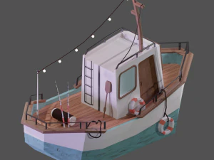 Low poly boat 3D Model