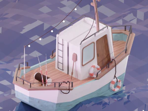 Low poly boat 3D Model