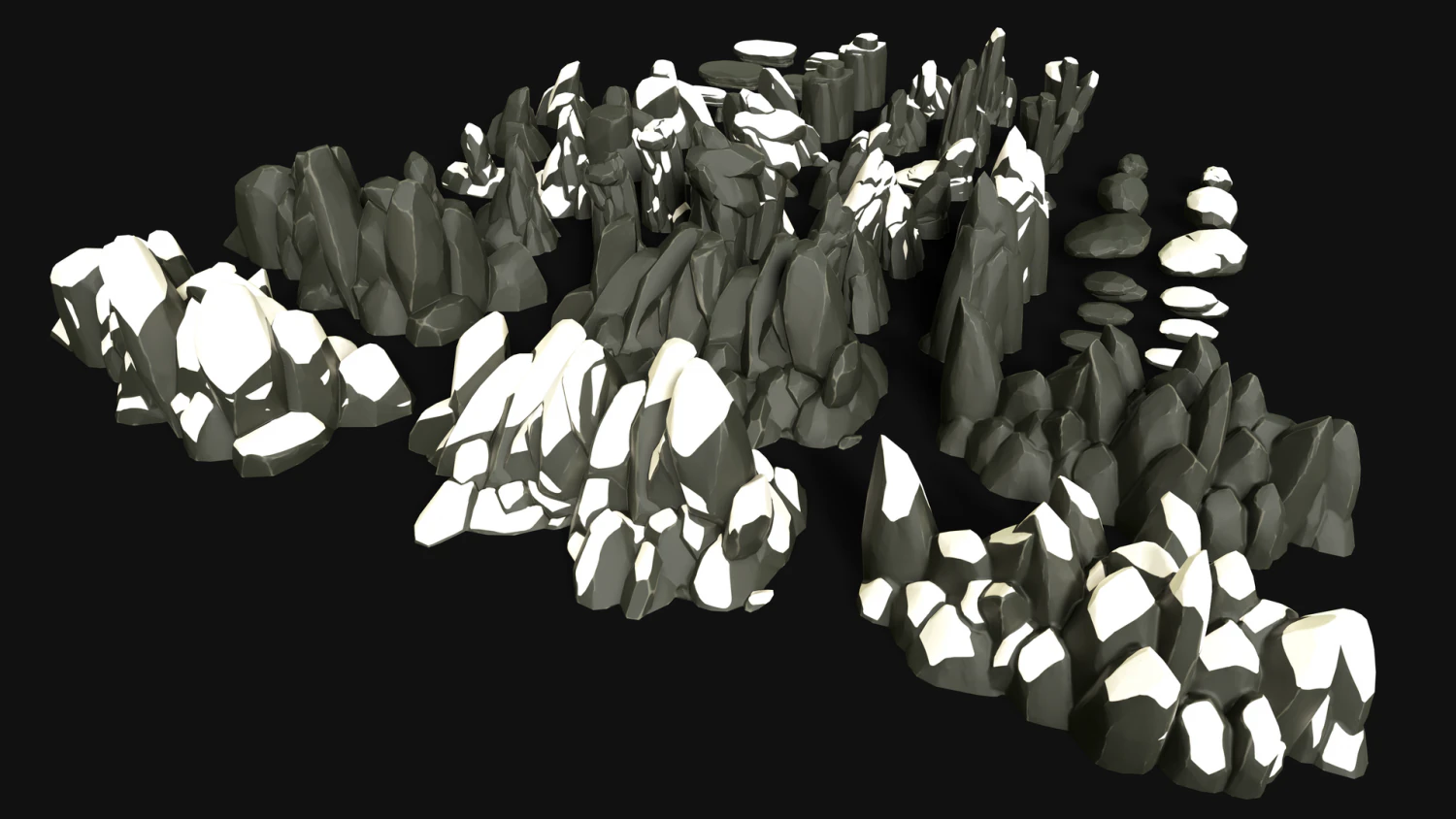 stylized forest rocks 3D Model .c4d .max .obj .3ds .fbx .stl .blend 