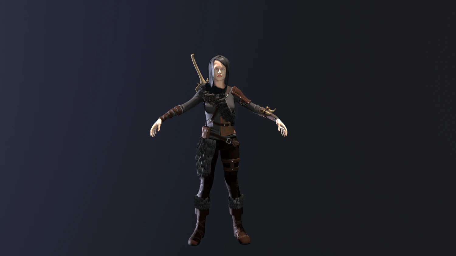 girl warrior 3D Model .c4d .max .obj .3ds .fbx .stl .blend