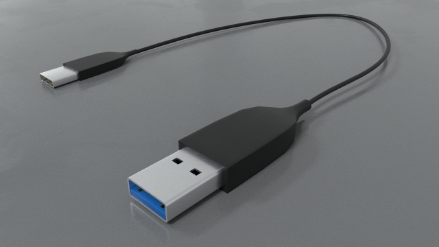 usb to usb type-c Model 3D .c4d .max .obj .3ds .fbx .stl .blend 