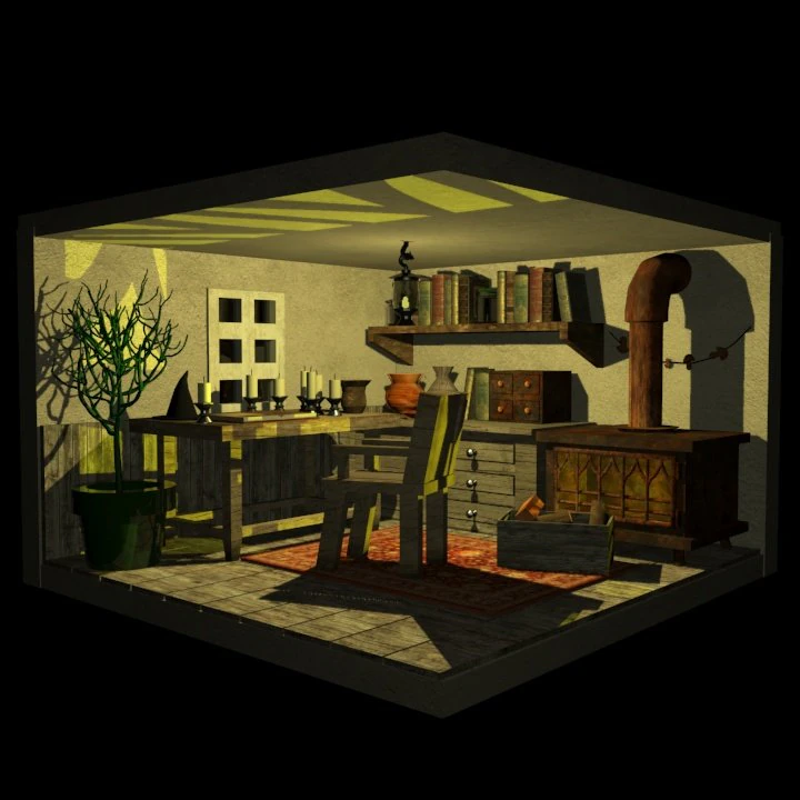 Witch house animation 3D Model .c4d .max .obj .3ds .fbx .stl .blend