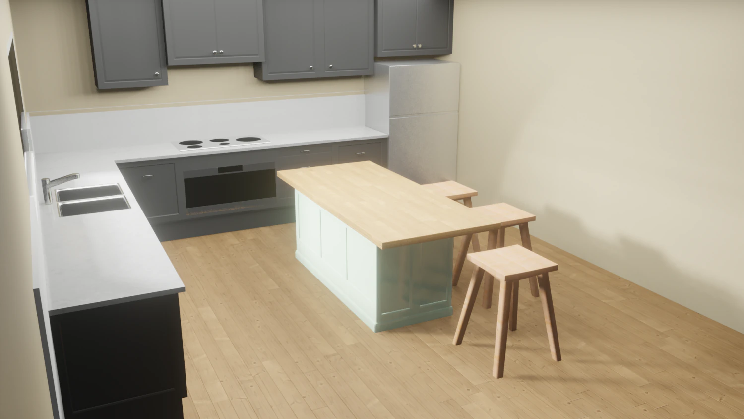 주방 3D 모델 .c4d .max .obj .3ds .fbx .stl .blend 