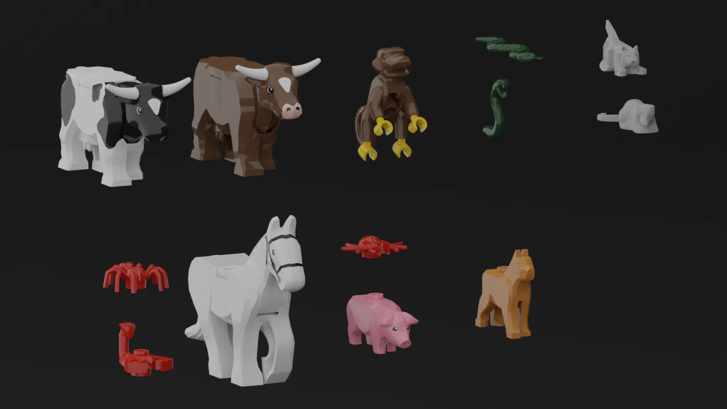 lego animals 3D Model .c4d .max .obj .3ds .fbx .stl .blend 