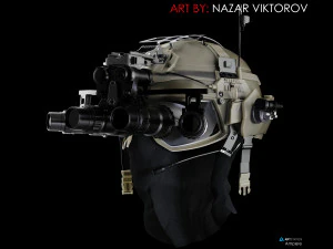 military helmet with night vision device 3D Model
