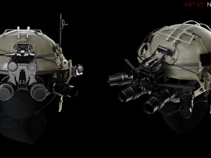 military helmet with night vision device Modelo 3D