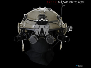 military helmet with night vision device Modelo 3D