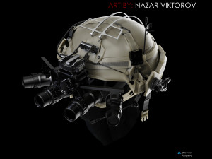 military helmet with night vision device Modelo 3D