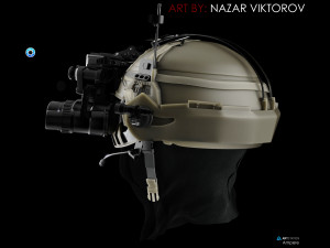 military helmet with night vision device Modelo 3D