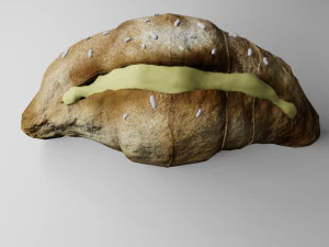 croissant whit cream 3D Model