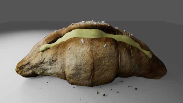 croissant whit cream Modelo 3D .c4d .max .obj .3ds .fbx .stl .blend 