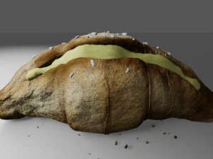 Croissant mit Sahne 3D Modell