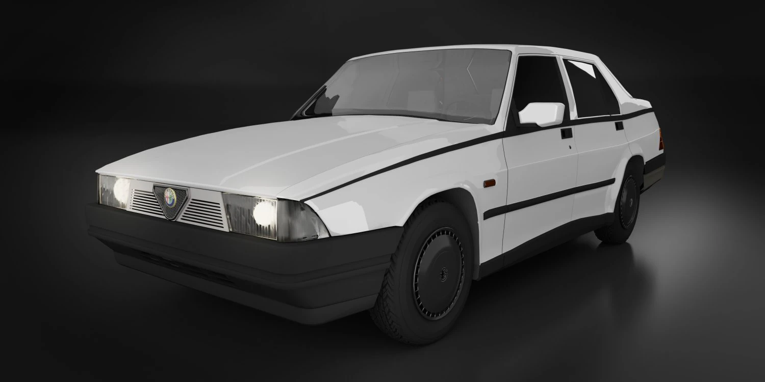 alfa romeo75 - white classic model vintage 3D Model .c4d .max .obj .3ds .fbx .stl .blend 