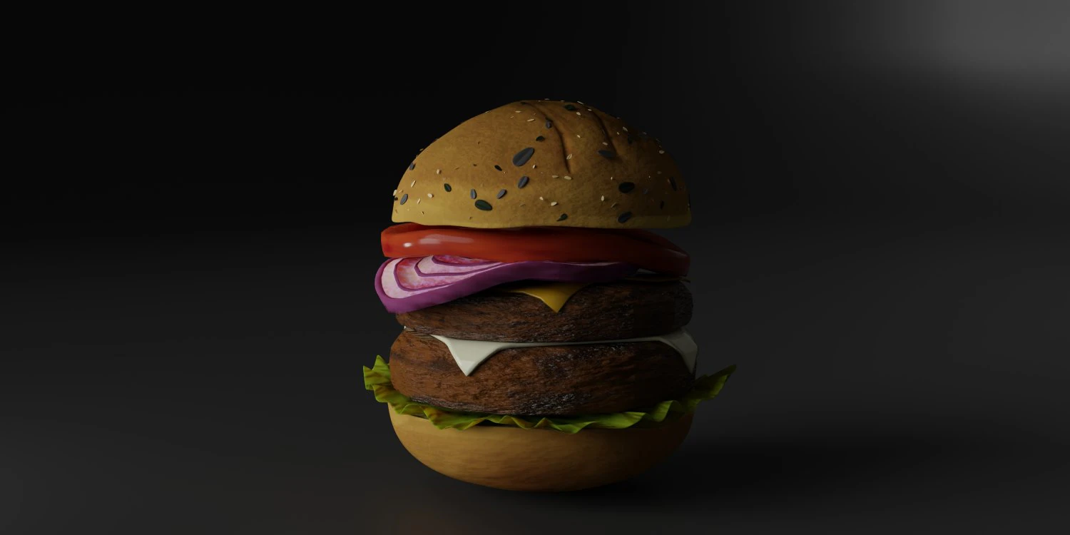 double cheesburger with salad tomato onion and cheddar 3D Model .c4d .max .obj .3ds .fbx .stl .blend