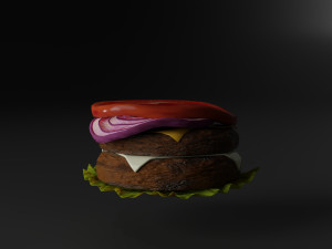 double cheesburger with salad tomato onion and cheddar 3D Model