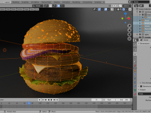 double cheesburger with salad tomato onion and cheddar 3D Model