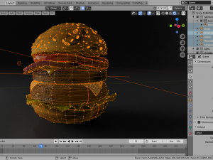 double cheesburger with salad tomato onion and cheddar 3D Model