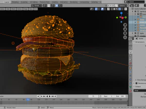 double cheesburger with salad tomato onion and cheddar 3D Model