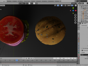 double cheesburger with salad tomato onion and cheddar 3D Model