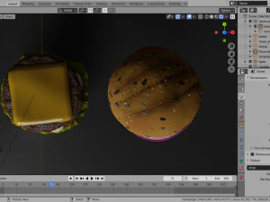 double cheesburger with salad tomato onion and cheddar 3D Model