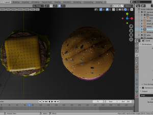 double cheesburger with salad tomato onion and cheddar 3D Model