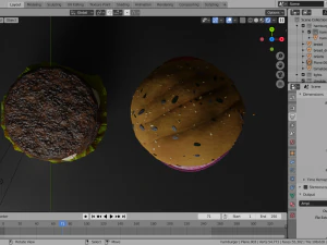 double cheesburger with salad tomato onion and cheddar 3D Model