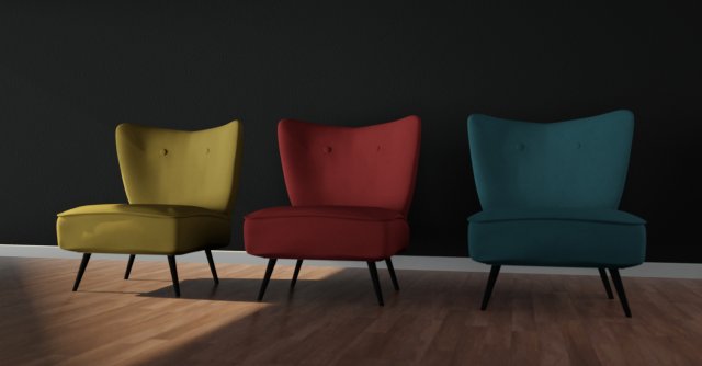 sofa - of a single seater sofa red yellow and cyan low-poly 3D-Modell .c4d .max .obj .3ds .fbx .stl .blend 