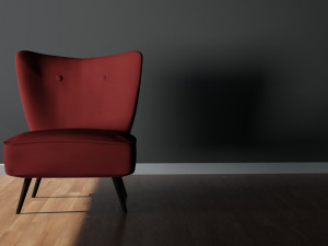 sofa - of a single seater sofa red yellow and cyan low-poly 3D-Modell