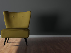 sofa - of a single seater sofa red yellow and cyan low-poly 3D-Modell