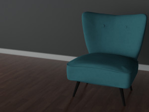 sofa - of a single seater sofa red yellow and cyan low-poly 3D-Modell