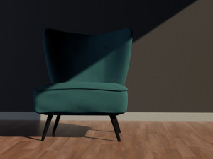 sofa - of a single seater sofa red yellow and cyan low-poly 3D-Modell
