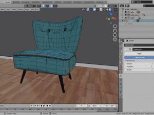 sofa - of a single seater sofa red yellow and cyan low-poly 3D-Modell