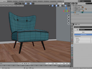 sofa - of a single seater sofa red yellow and cyan low-poly 3D-Modell