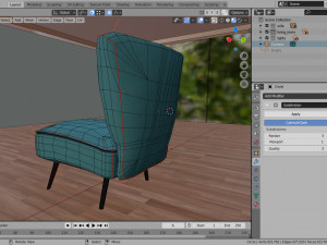 sofa - of a single seater sofa red yellow and cyan low-poly 3D-Modell
