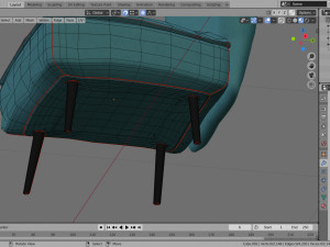 sofa - of a single seater sofa red yellow and cyan low-poly 3D-Modell
