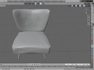 sofa - of a single seater sofa red yellow and cyan low-poly 3D-Modell