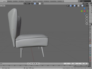 sofa - of a single seater sofa red yellow and cyan low-poly 3D-Modell